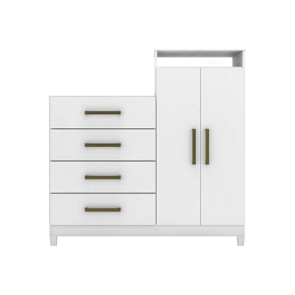 Cômoda De Quarto áurea C- 2 Portas 4 Gavetas E Pés Branco - Demóbile - 1