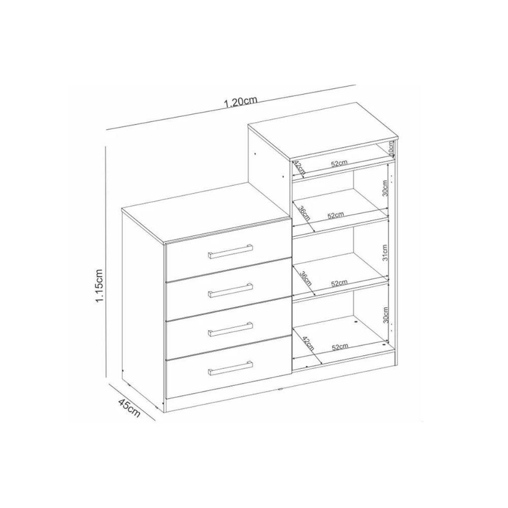 Cômoda De Quarto áurea C- 2 Portas 4 Gavetas E Pés Branco - Demóbile - 2