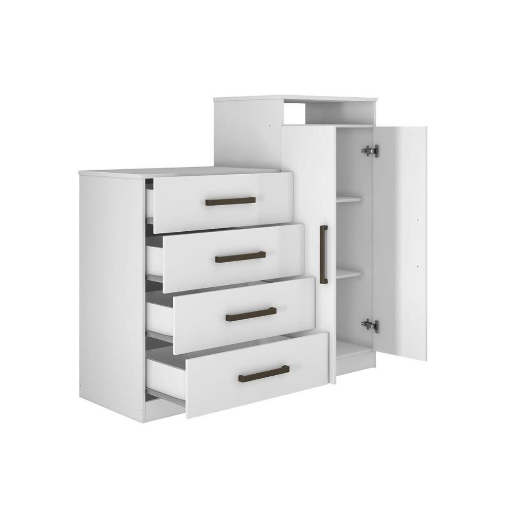 Cômoda De Quarto áurea C- 2 Portas 4 Gavetas E Pés Branco - Demóbile - 3