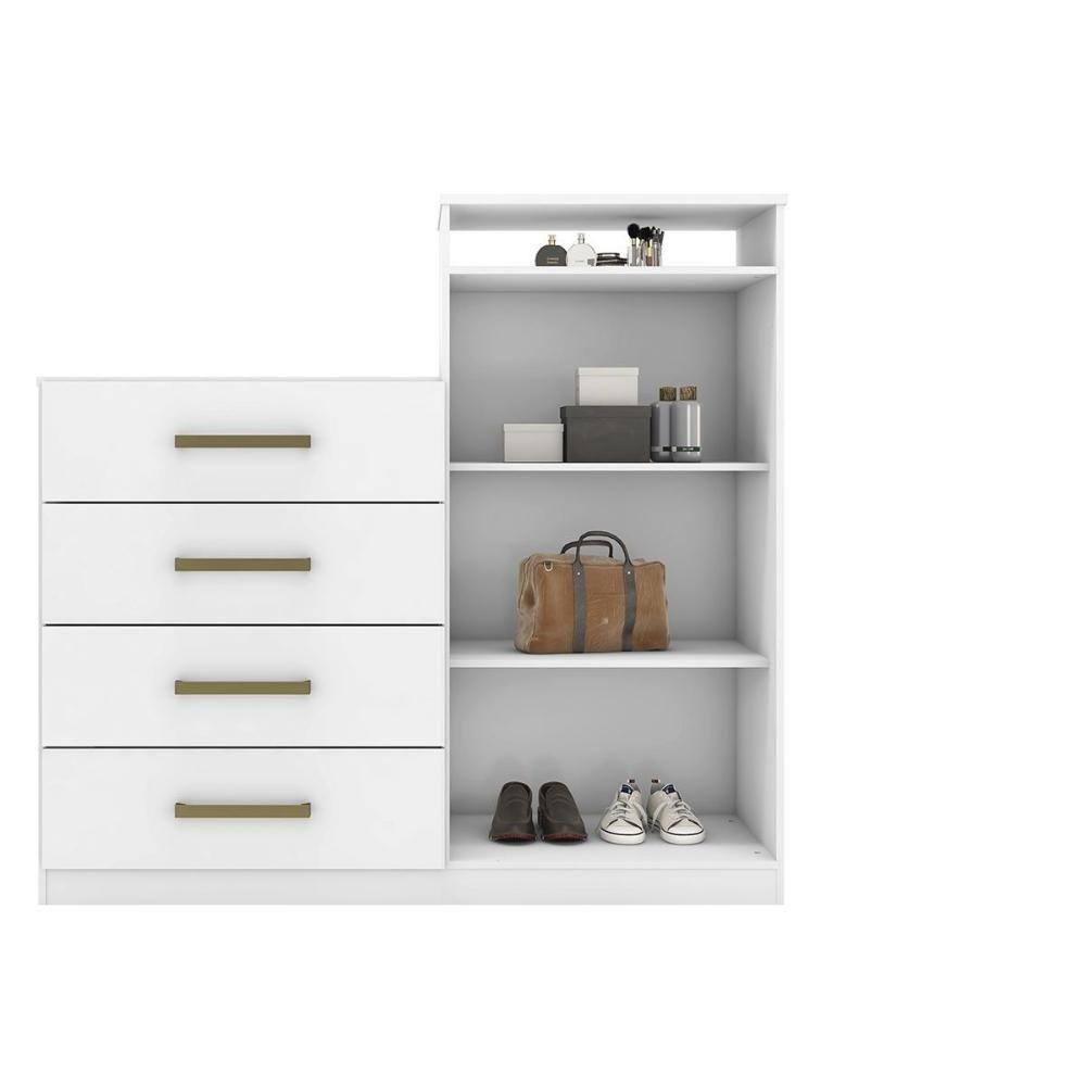 Cômoda De Quarto áurea C- 2 Portas 4 Gavetas E Pés Branco - Demóbile - 4