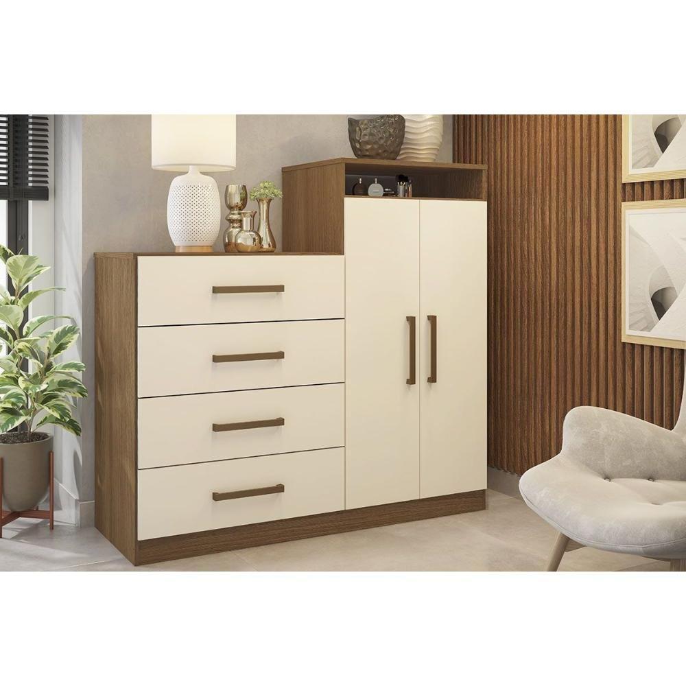 Cômoda De Quarto áurea C- 2 Portas 4 Gavetas E Pés Branco - Demóbile - 9
