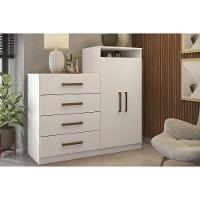 Cômoda De Quarto áurea C- 2 Portas 4 Gavetas E Pés Branco - Demóbile - 8