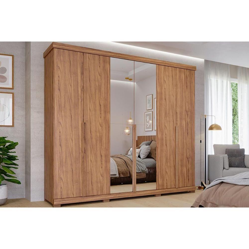 Guarda Roupa 6 Portas (2 C- Espelho) E 6 Gavetas C- Pés Guarapari Cinamomo - Panan - 1