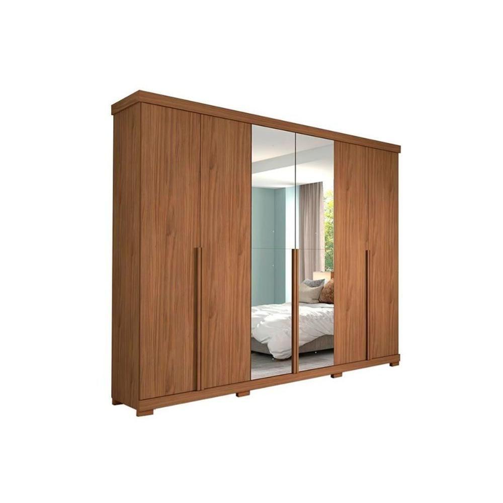 Guarda Roupa 6 Portas (2 C- Espelho) E 6 Gavetas C- Pés Guarapari Cinamomo - Panan - 6