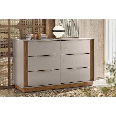 Cômoda De Quarto Giardino C- 6 Gavetas Nogueira Touch-nude Prime - Demóbile