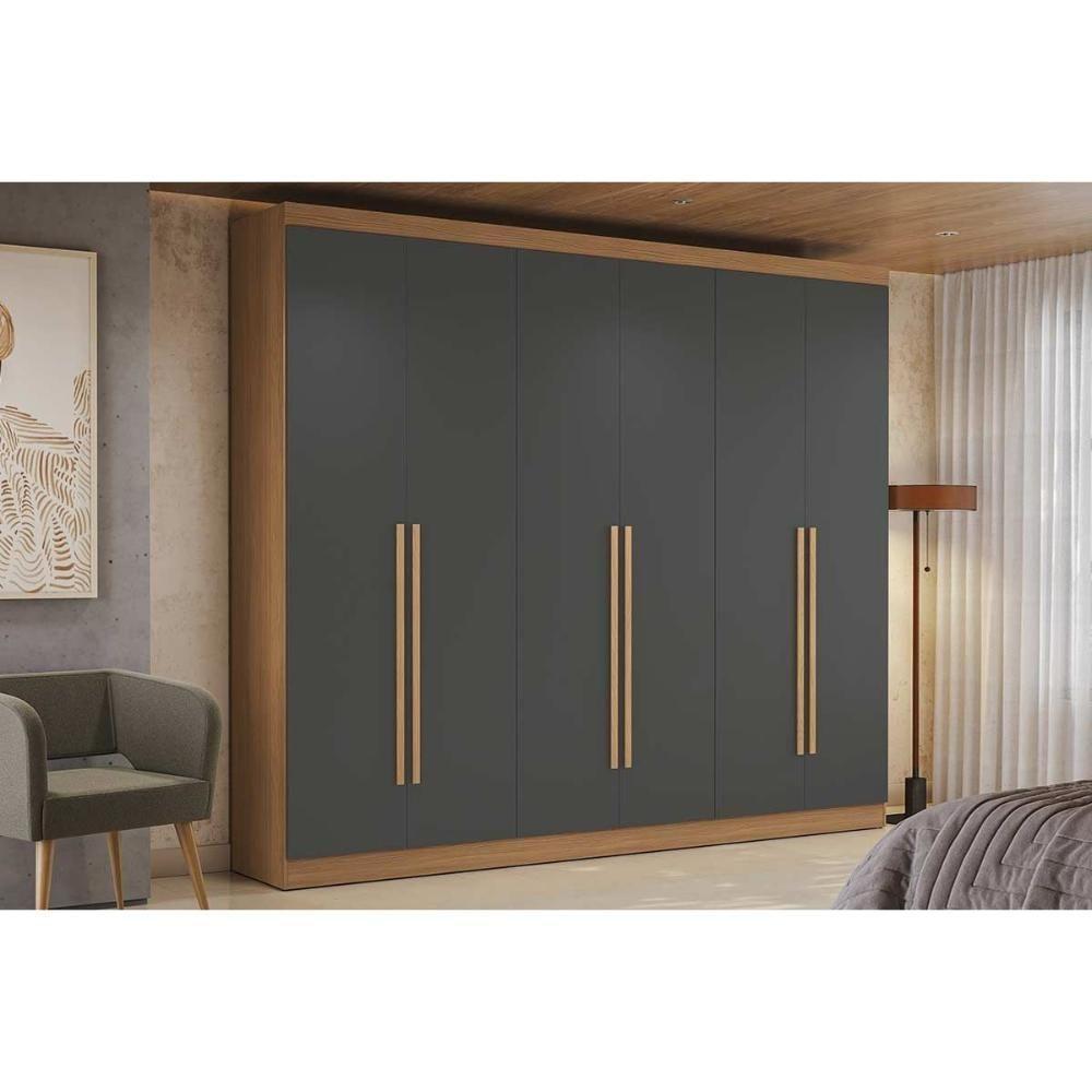 Guarda Roupa Casal 6 Portas E 3 Gavetas T580 Canela-grafite - Kappesberg - 1