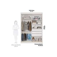 Guarda Roupas 2 Portas De Correr (1 C- Espelho) E 3 Gavetas Liz Cinamomo - Panan - 2