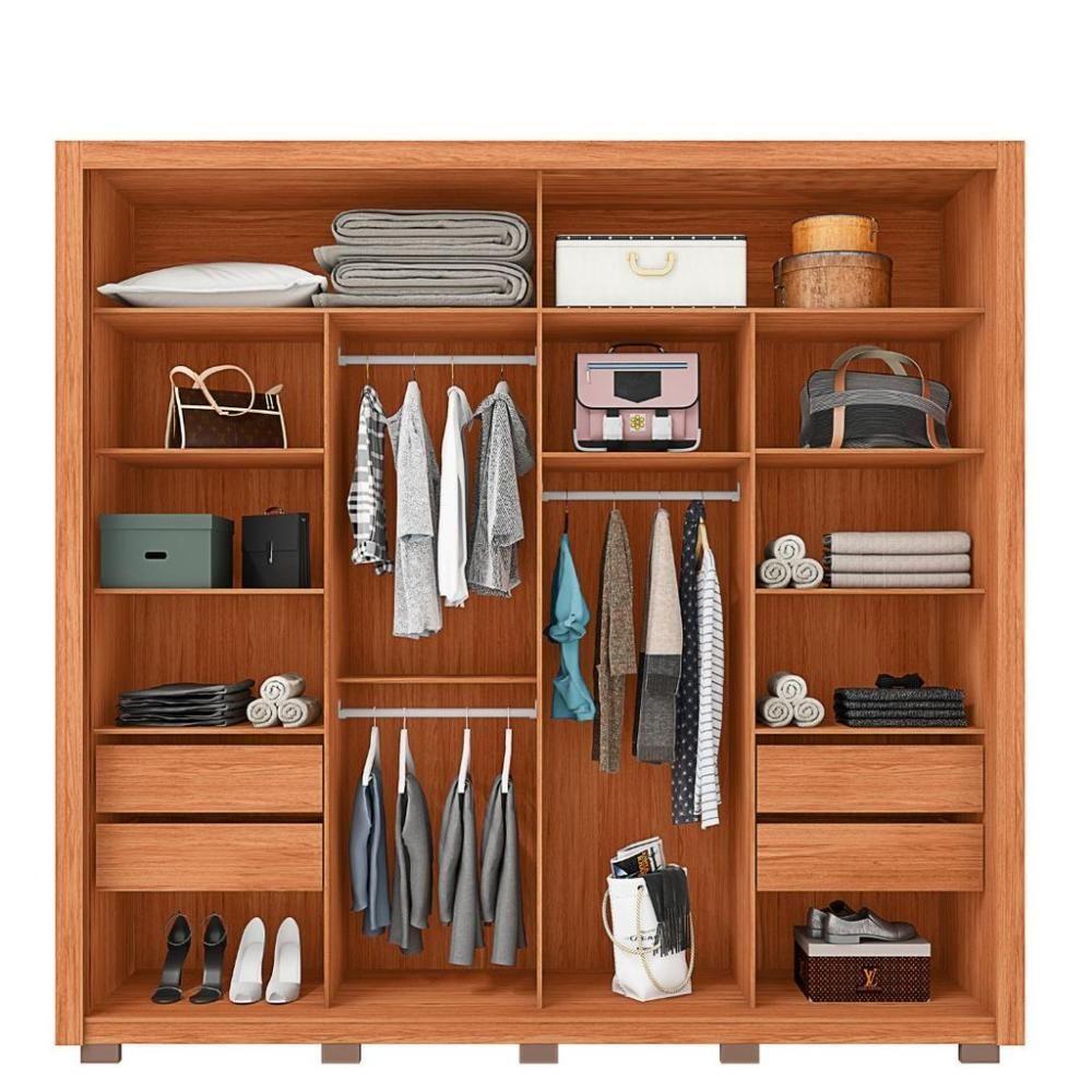 Guarda Roupa Casal 2 Portas 4 Gavetas Imper Marrom Caemmun - 5