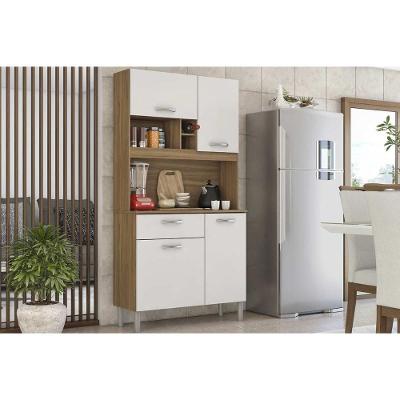 Kit de Cozinha Compacta Malta 4 Portas 1 Gaveta MDP 91cm Amêndoa e Branco com Tampo