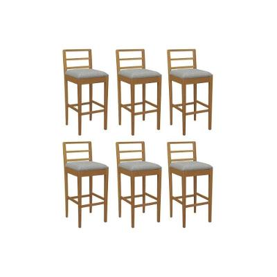 Banqueta Sala De Jantar Sofia 1bmm006ca Premium Madeira Maciça Kit 6 Un Carvalho-linho Cinza - Kappesberg