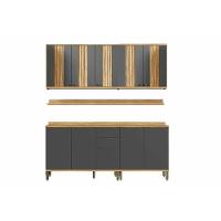 Cozinha Modulada Ronipa Sauvignon Sauvignon 6 Peças (2aéreos+2balcões+2complementos) C6p125 Amendoa-grafite - Ronipa - 1