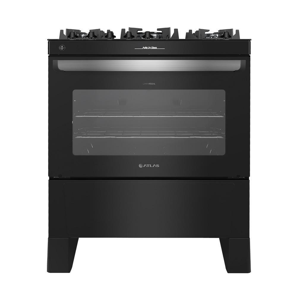 Fogão 5 Bocas Atlas Automático Agile Up Glass Preto Bivolt - 1
