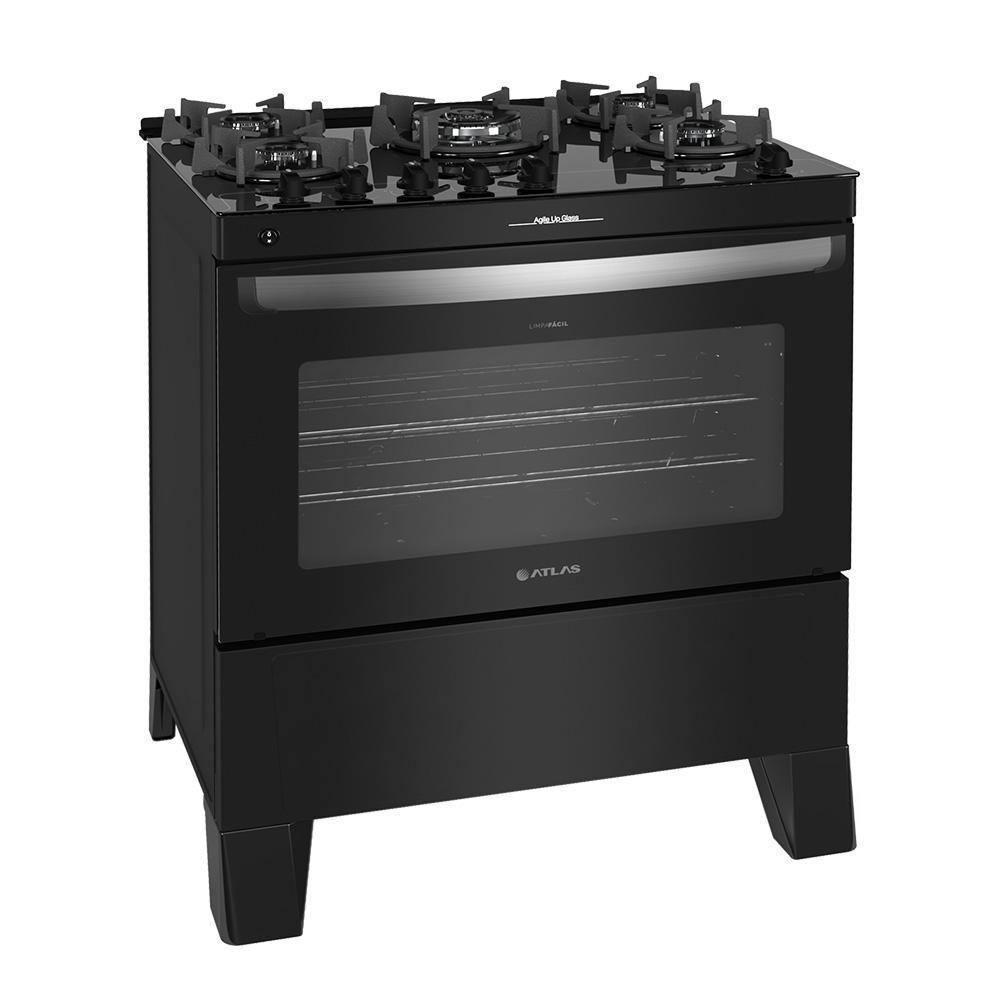 Fogão 5 Bocas Atlas Automático Agile Up Glass Preto Bivolt - 2