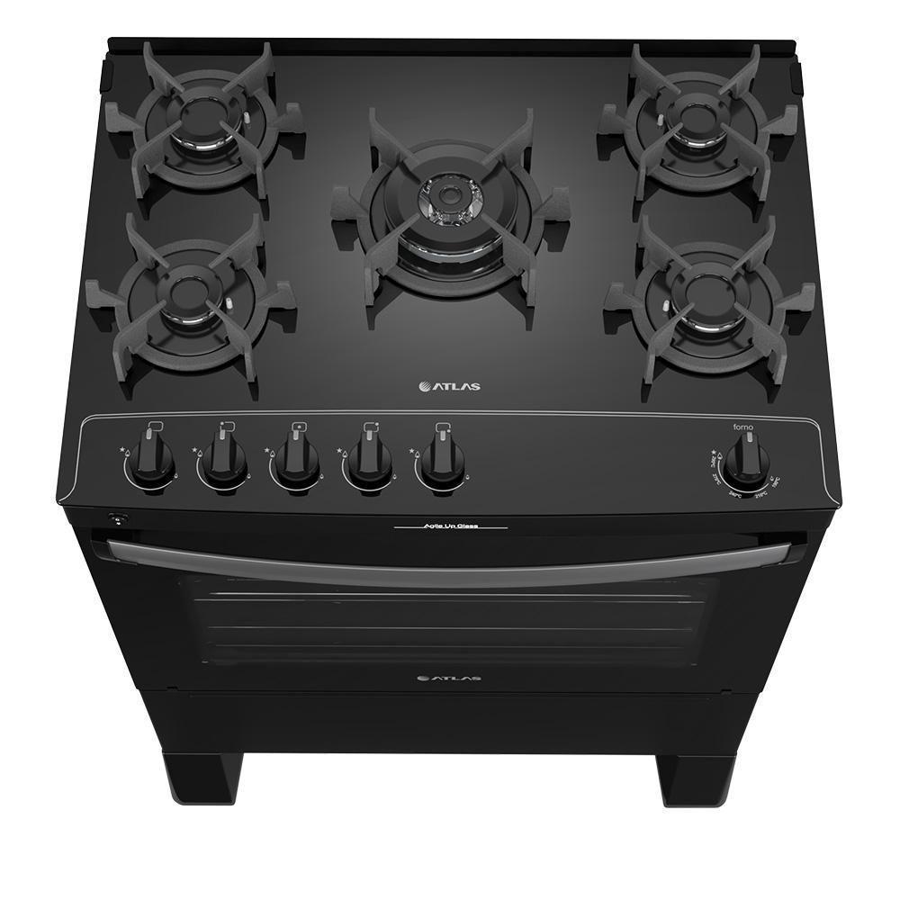 Fogão 5 Bocas Atlas Automático Agile Up Glass Preto Bivolt - 3