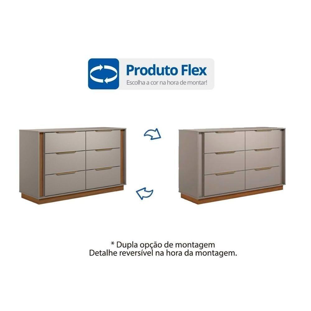 Cômoda De Quarto Giardino C- 6 Gavetas Nogueira Touch - Demóbile - 2