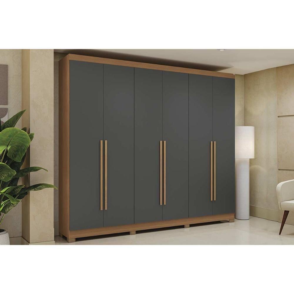 Guarda Roupa Casal 6 Portas E 3 Gavetas C- Pés Cb03t580 Canela-grafite - Kappesberg - 1