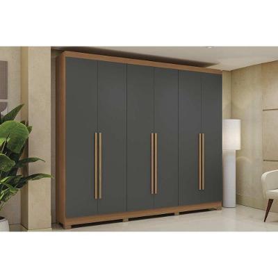 Guarda Roupa Casal 6 Portas E 3 Gavetas C- Pés Cb03t580 Canela-grafite - Kappesberg