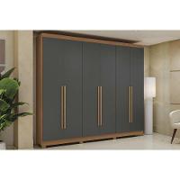 Guarda Roupa Casal 6 Portas E 3 Gavetas C- Pés Cb03t580 Canela-grafite - Kappesberg - 1