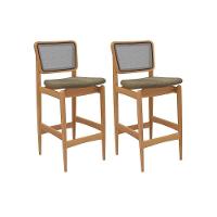 Banqueta Sala De Jantar Liz 1bmm009ca Premium Madeira Maciça Kit 2 Un Carvalho-boucle Bege Fendi-tela Bege - Kappesberg - 1