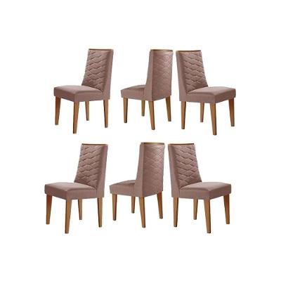 Cadeira Sala De Jantar Dafne Kit 6 Un Naturale-linho Capuccino - Rufato