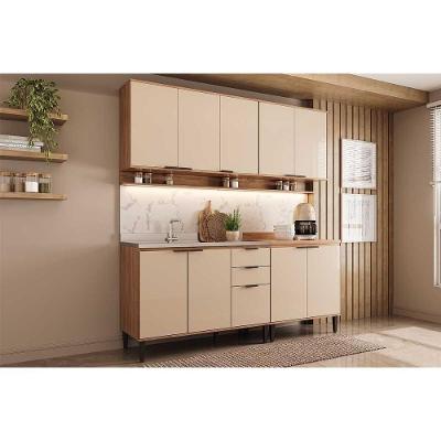 Kit Cozinha Completa Alpha 10 Portas 2 Gavetas MDF 120cm Off White com Tampo