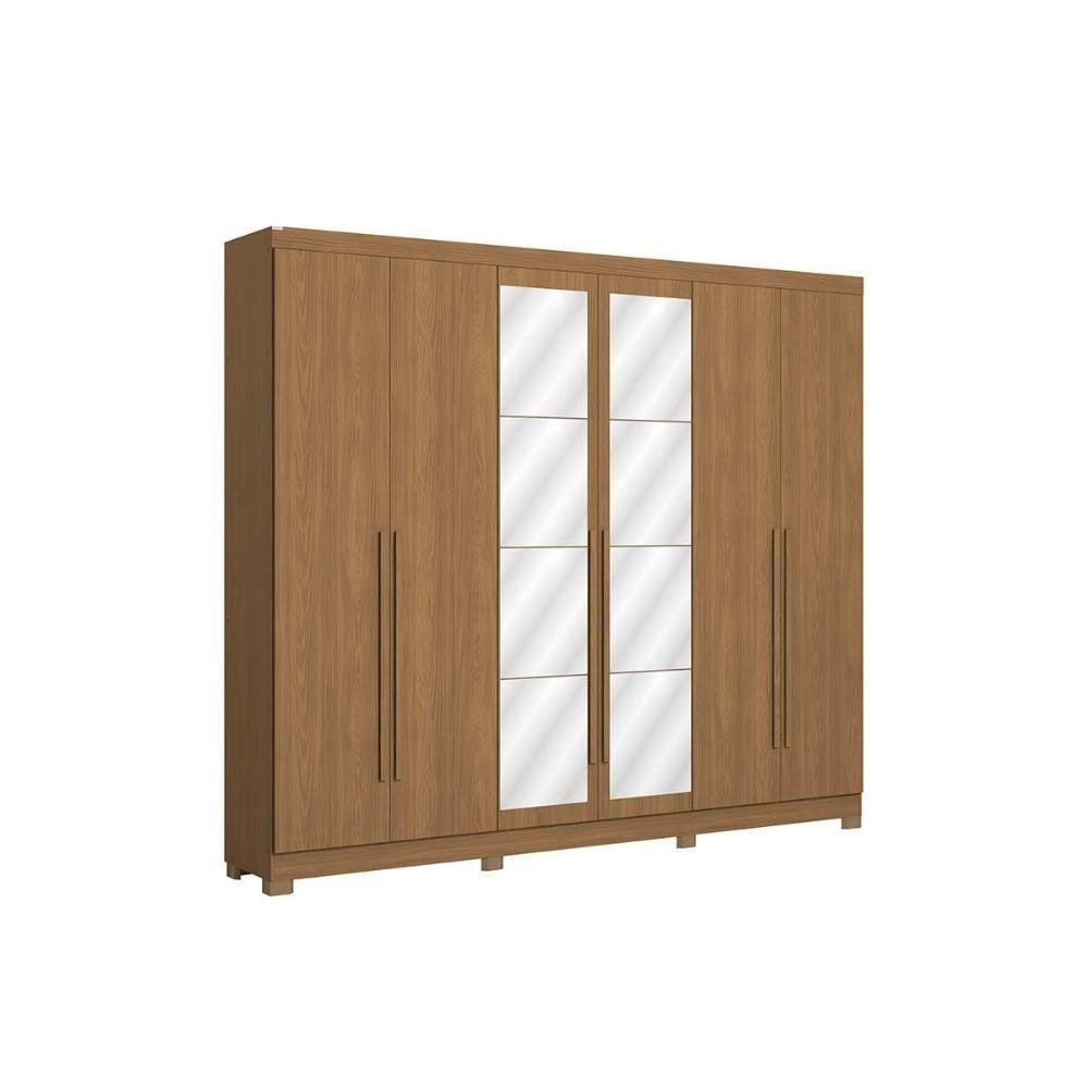 Guarda Roupa Casal 6 Portas (2 C- Espelho) E 3 Gavetas C- Pés Cb01t580 Canela - Kappesberg - 2