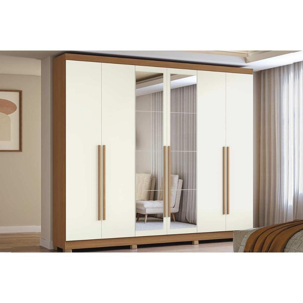 Guarda Roupa Casal 6 Portas (2 C- Espelho) E 3 Gavetas C- Pés Cb01t580 Canela - Kappesberg - 3