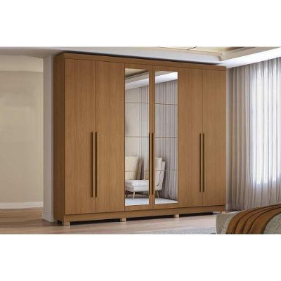 Guarda Roupa Casal 6 Portas (2 C- Espelho) E 3 Gavetas C- Pés Cb01t580 Canela - Kappesberg