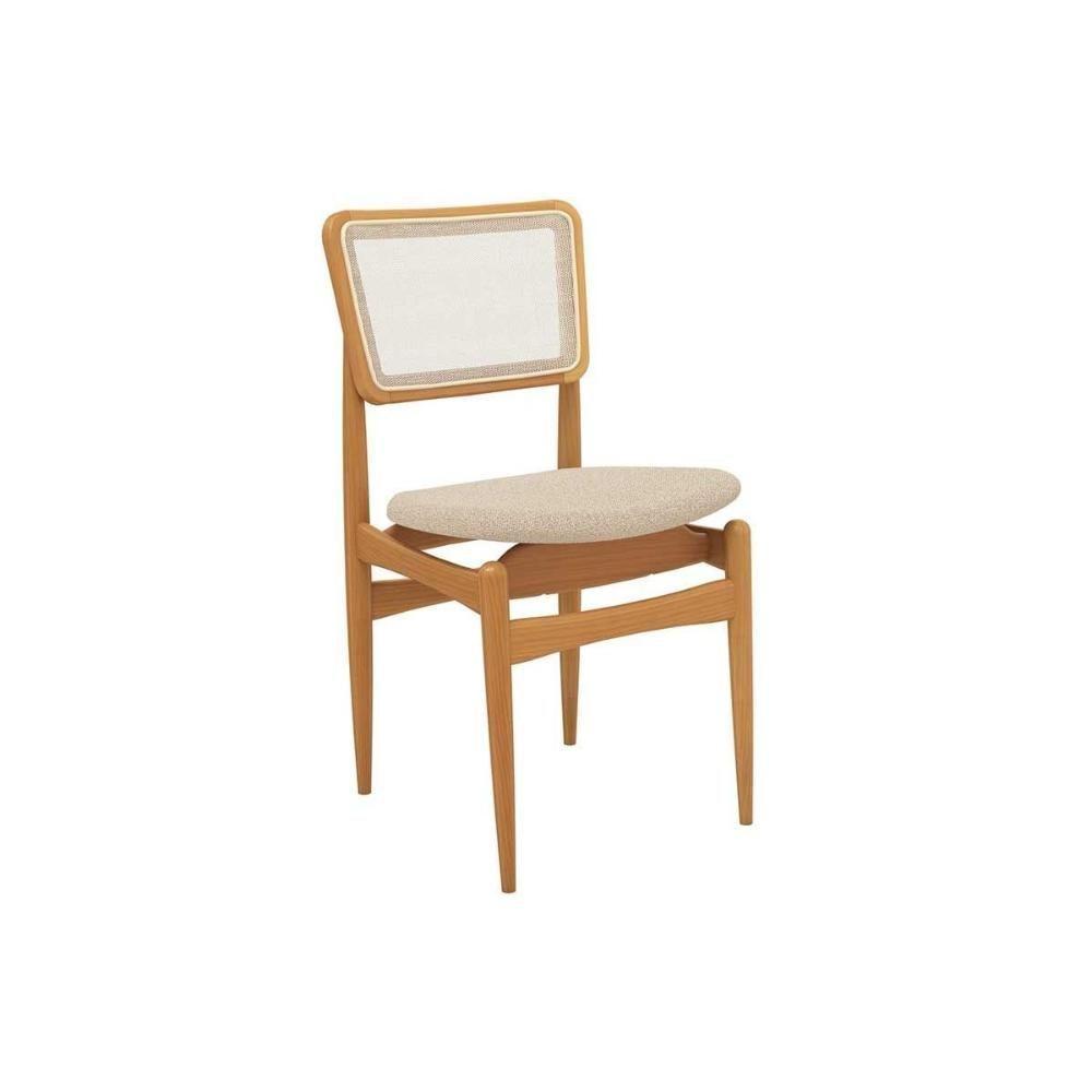 Cadeira Sala De Jantar Stela 1cmm013ca Premium Madeira Maciça 1 Un Carvalho-linho Bege Argila-tela Bege - Kappesberg - 1