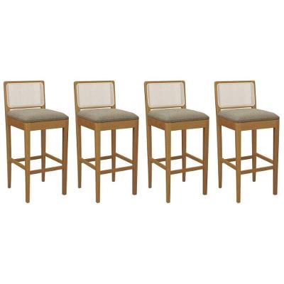 Banqueta Sala De Jantar Sara 1bmm005ca Premium Madeira Maciça Kit 4 Un Carvalho-boucle Bege Fendi-tela Bege - Kappesberg