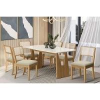 Base Mesa De Jantar Mila Premium Madeira Maciça C- Tampo Madeirado C- Vidro 170x90cm Carvalho-off White - Kappesberg - 5