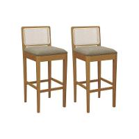 Banqueta Sala De Jantar Sara 1bmm005ca Premium Madeira Maciça Kit 2 Un Carvalho-boucle Bege Fendi-tela Bege - Kappesberg - 1