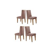Cadeira Sala De Jantar Dafne Kit 4 Un Madeira Capuccino-linho Capuccino - Rufato - 1