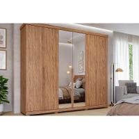 Guarda Roupa 6 Portas E 6 Gavetas C- Espelho E Pés Guarapari Avelã - Panan - 1