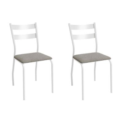 Cadeira De Cozinha Bali 2c141br Aço Kit 2 Un Branco-boucle Cinza - Kappesberg