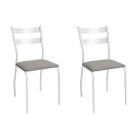 Cadeira De Cozinha Bali 2c141br Aço Kit 2 Un Branco-boucle Cinza - Kappesberg - 1