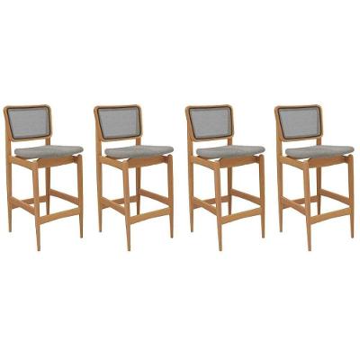 Banqueta Sala De Jantar Liz 1bmm009ca Premium Madeira Maciça Kit 4 Un Carvalho-boucle Cinza-tela Grafite - Kappesberg