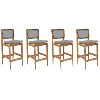 Banqueta Sala De Jantar Liz 1bmm009ca Premium Madeira Maciça Kit 4 Un Carvalho-boucle Cinza-tela Grafite - Kappesberg - 1