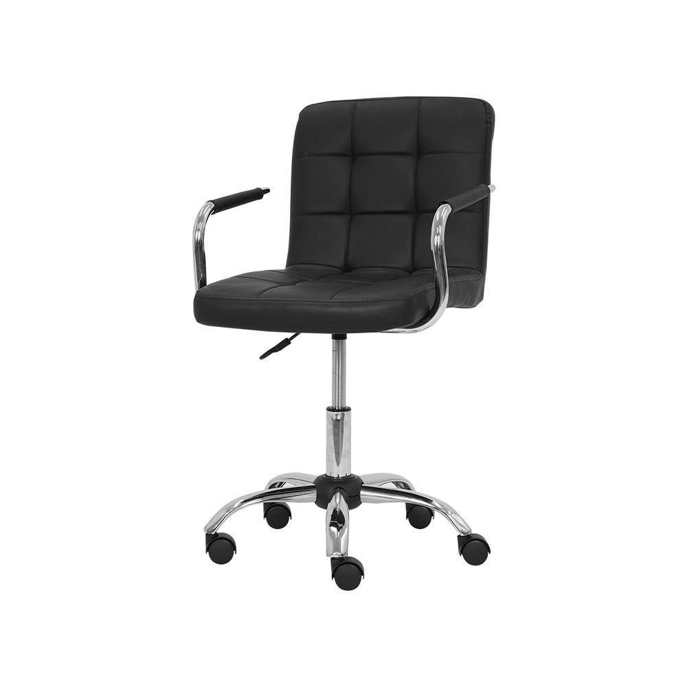 Cadeira De Escritório Gomos Preta Com Altura Ajustável Estofada Preto - 1