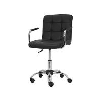 Cadeira De Escritório Gomos Preta Com Altura Ajustável Estofada Preto - 1