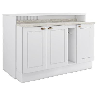 Kit Ilha Gourmet Com Balcões 80cm, 40cm E Porta Toalha Americana Branco - Móveis Henn Branco