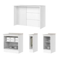 Kit Ilha Gourmet Com Balcões 80cm, 40cm E Porta Toalha Americana Branco - Móveis Henn Branco - 5
