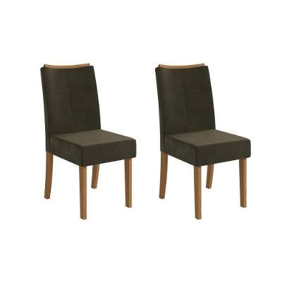 Cadeira Sala De Jantar Elva 2cad162 Madeirado Kit 2 Un Canela-suede Grafite - Kappesberg