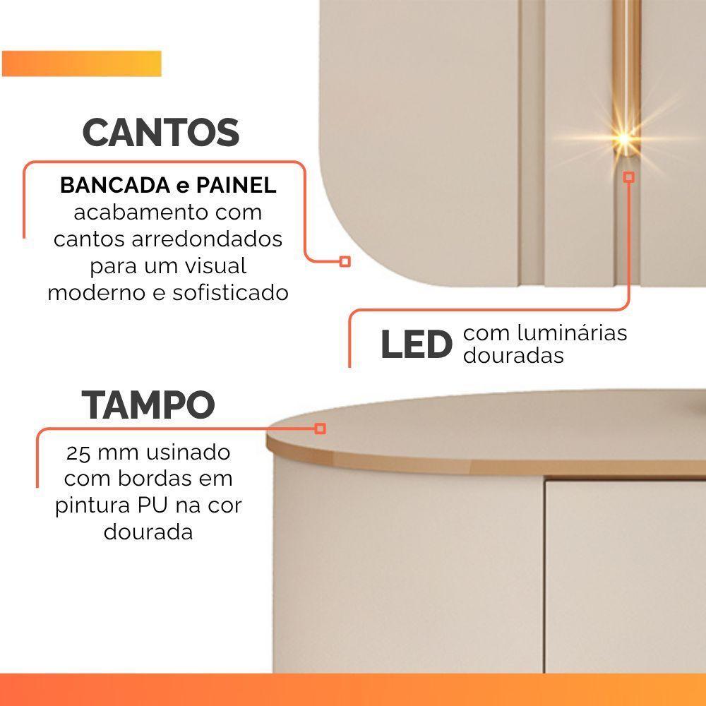 Rack Bancada Com Painel Led Para Tv Até 75 Polegadas Lívia Off White Off White - 5