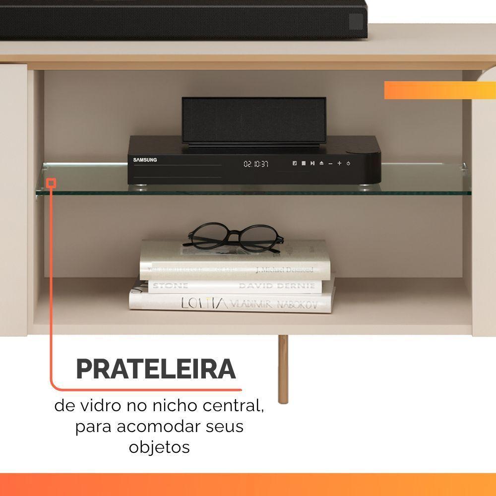 Rack Bancada Com Painel Led Para Tv Até 75 Polegadas Lívia Off White Off White - 6