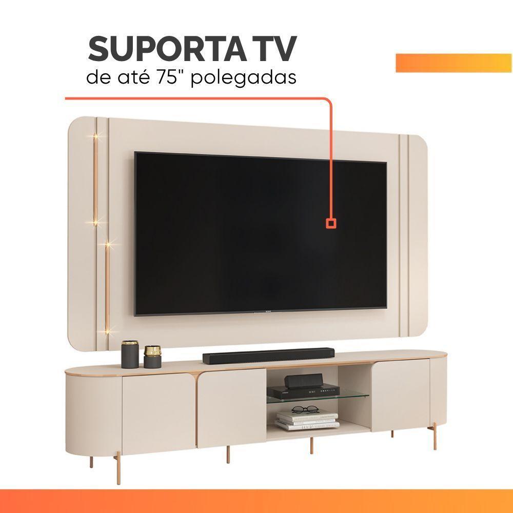 Rack Bancada Com Painel Led Para Tv Até 75 Polegadas Lívia Off White Off White - 9