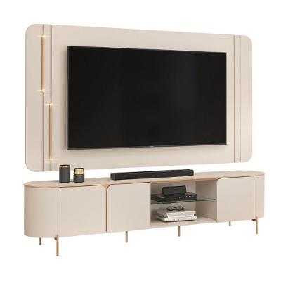 Rack Bancada Com Painel Led Para Tv Até 75 Polegadas Lívia Off White Off White