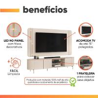 Rack Bancada Com Painel Led Para Tv Até 75 Polegadas Lívia Off White Off White