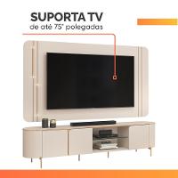 Rack Bancada Com Painel Led Para Tv Até 75 Polegadas Lívia Off White Off White - 9