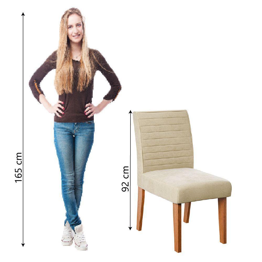 Conjunto 2 Cadeiras Estofada Sala De Jantar Creta Dobuê Madeirado / Bege - 4